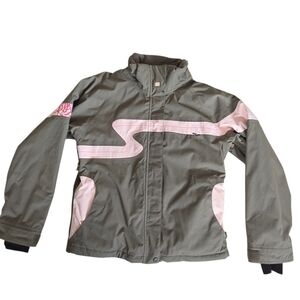 Roxy Snow Y2k Pink And Grey Outdoors Sporty Snowboarding Jacket Size Medium